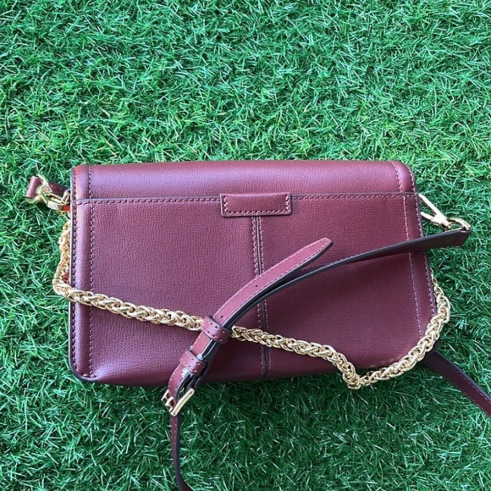 Michael Kors Sonia Medium Leather Shoulder Bag Merlot - Picture 6 of 16